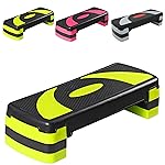 ZENY 31\'\' Aerobic Step Platform, Adjustable Exercise Workout Stepper with Stable Risers, Stand Up Steppers for Exercise at Home, Fitness Equipment for Home Gym(yello-green)