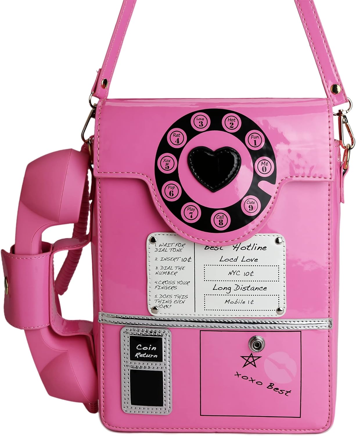 QiMing Retro dial telephone Crossbody Shoulder Bag,Pu Movable microphone Purse for Women - Image 5