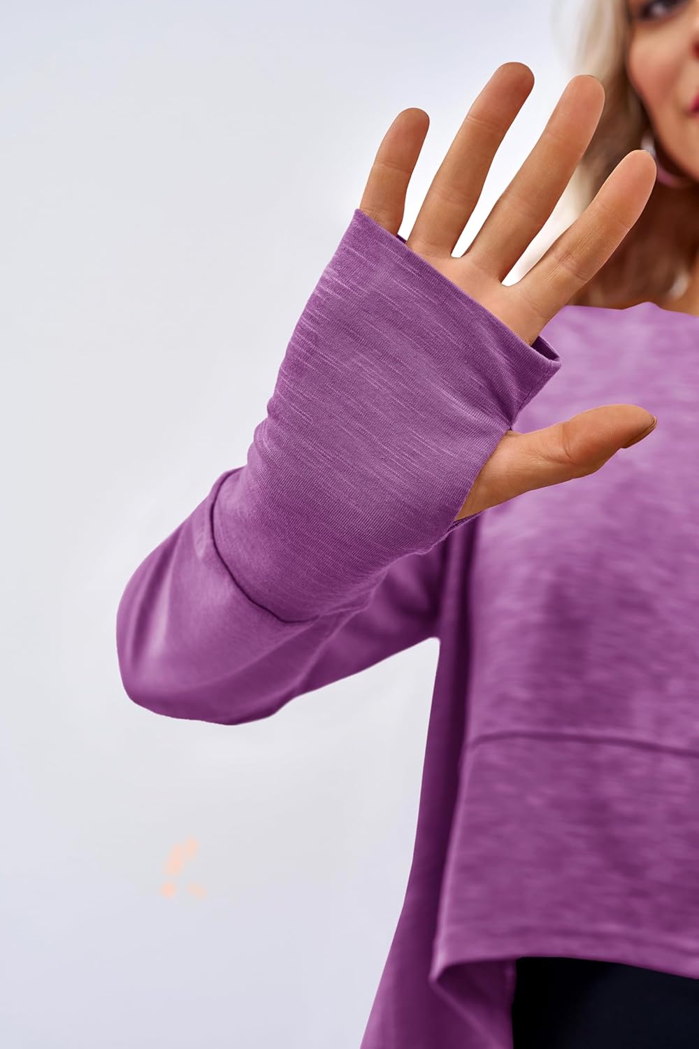 Aurgelmir Womens Long Sleeve Cropped Tops Loose Workout Athletic T-Shirts Flowy Sweatshirt for Yoga Tiered Hem Gym Tees - Image 4