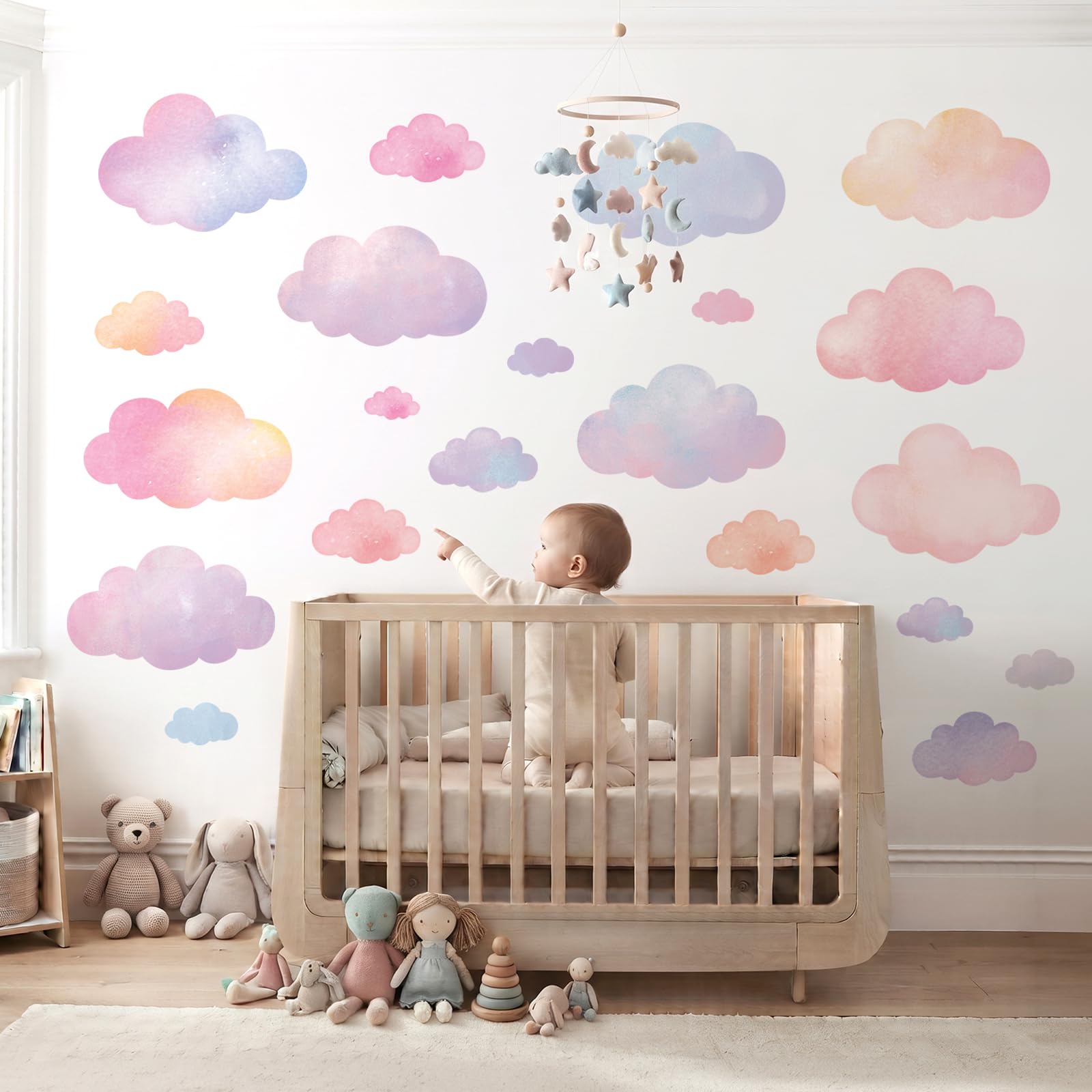 Decowall Women's Multi Pastel Watercolour Cloud Wall Stickers Nursery Decor (Ds9-8099)