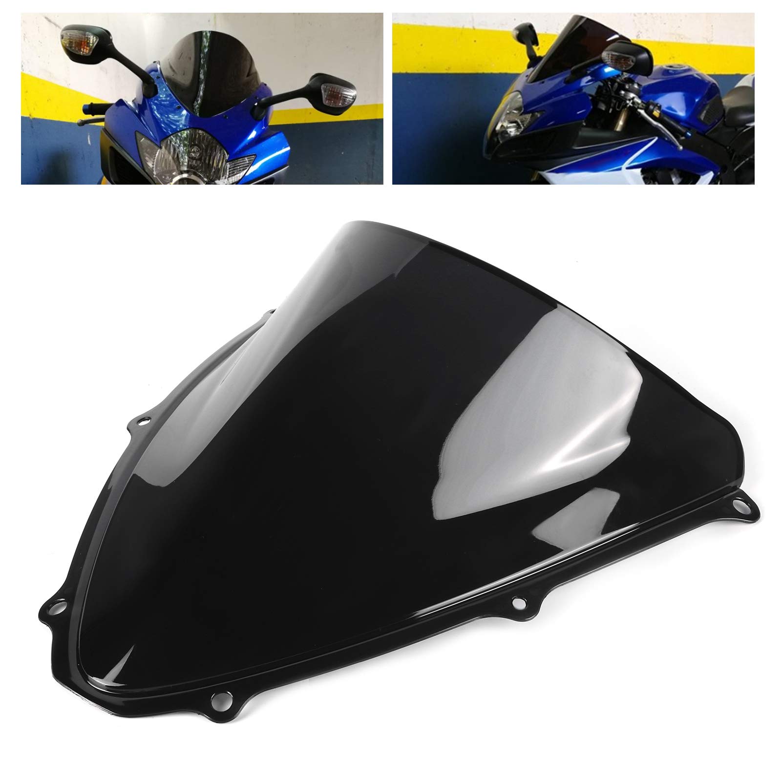 Frangivento per moto e moto, deflettore per parabrezza in PC, compatibile con Suzuki GSXR 600 750 K6 2006 2007 (nero)
