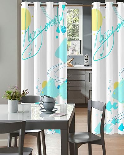 Miniatura 2 de Teal Ombre Fish Doorway Curtains - Blackout Curtains 78 Inches Long, Happy Everyday Polka Dot Ocean Nautical Sliding Door Curtains Grommet Window