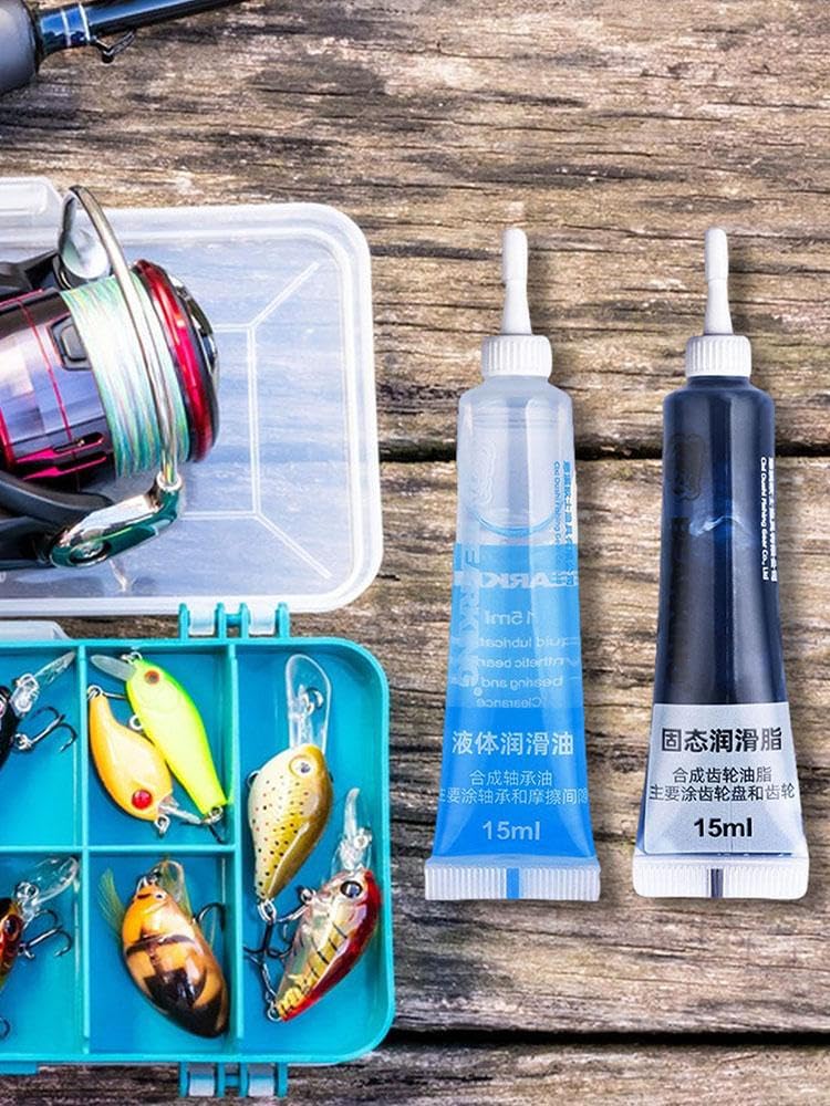 Kit Lubrifiant Moulinet Pêche 2 Pièces – Graisse 15ml + Huile 15ml, Entretien Eau Douce/salée