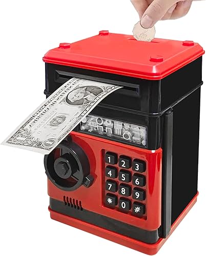 Miniatura 7 de Alcancía electrónica mini cajero automático para niños y bebés, caja de ahorro de dinero, caja de ahorro de dinero, bloqueo de código de contraseña