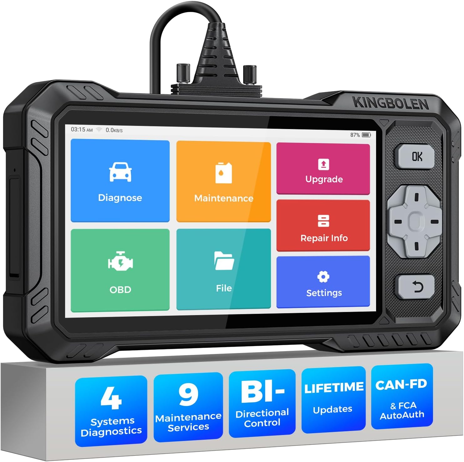 OBD2 Scanner S608, 2025 Bidirectional Scan Tool for ABS/SRS/Transmission/Enigne, 9 Reset Oil Brake D-PF Bleed Gear Injector Throttle BMS SAS, CAN FD & FCA/Renault SGW, Lifetime Free Update