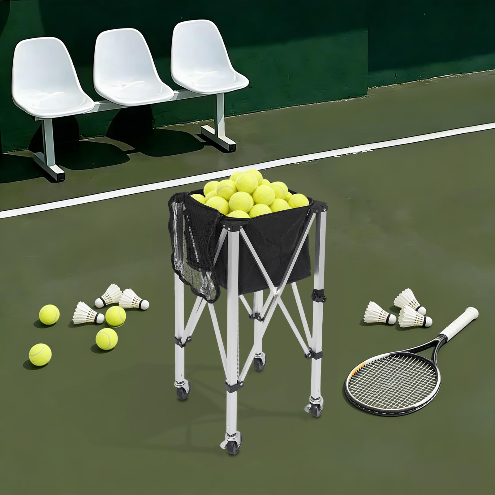 Ballkorb Tennis, Platz für170 Bälle,Tragfähigkeit 44.09lbs Tennis Training