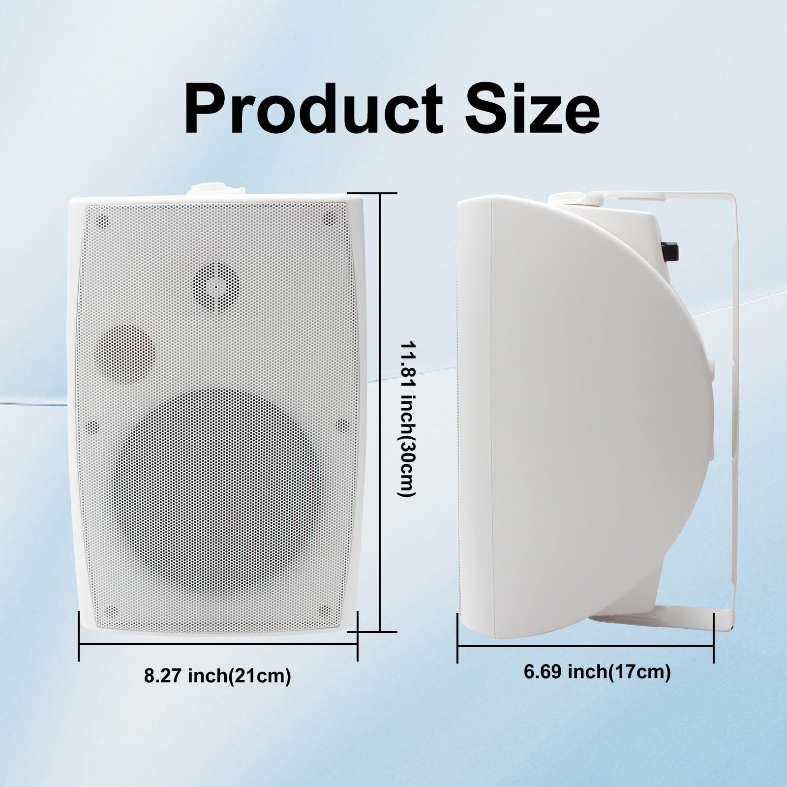 Herdio 6,5 Pouces 800 W Haut-parleurs Bluetooth d'extérieur, filaires étanches avec amplificateur Multifonctionnel, Haut-parleurs muraux pour terrasse, Piscine, Jardin (Blanc)