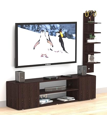 Anikaa Dustin Engineered Wood TV Unit/Floor Standing TV Unit/TV Cabinet/TV Stand/TV Entertainment Unit (Wenge) - Ideal for Upto 55