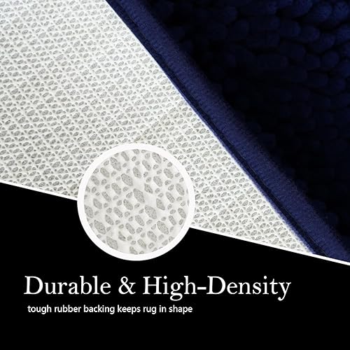 Miniatura 7 de Juego de 2 tapetes de baño de chenilla, superabsorbentes, parte trasera antideslizante de PVC fuerte, tapetes de baño para baño, felpa peluda,