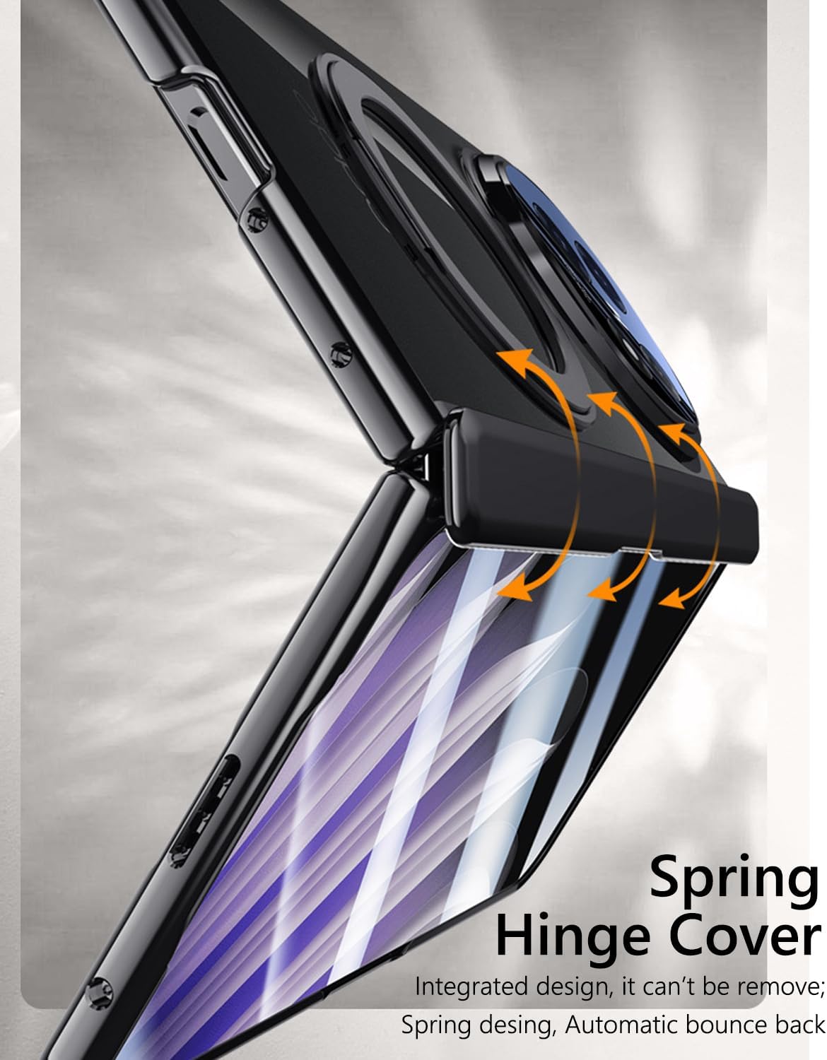 for Oppo Find N5 Case with Rotating Ring Holder Kickstand, Magnetic Case with Screen Protector Hinge Protection Wireless Charging Slim Crystal Clear PC Protective Cover for Oppo Find N5 Black