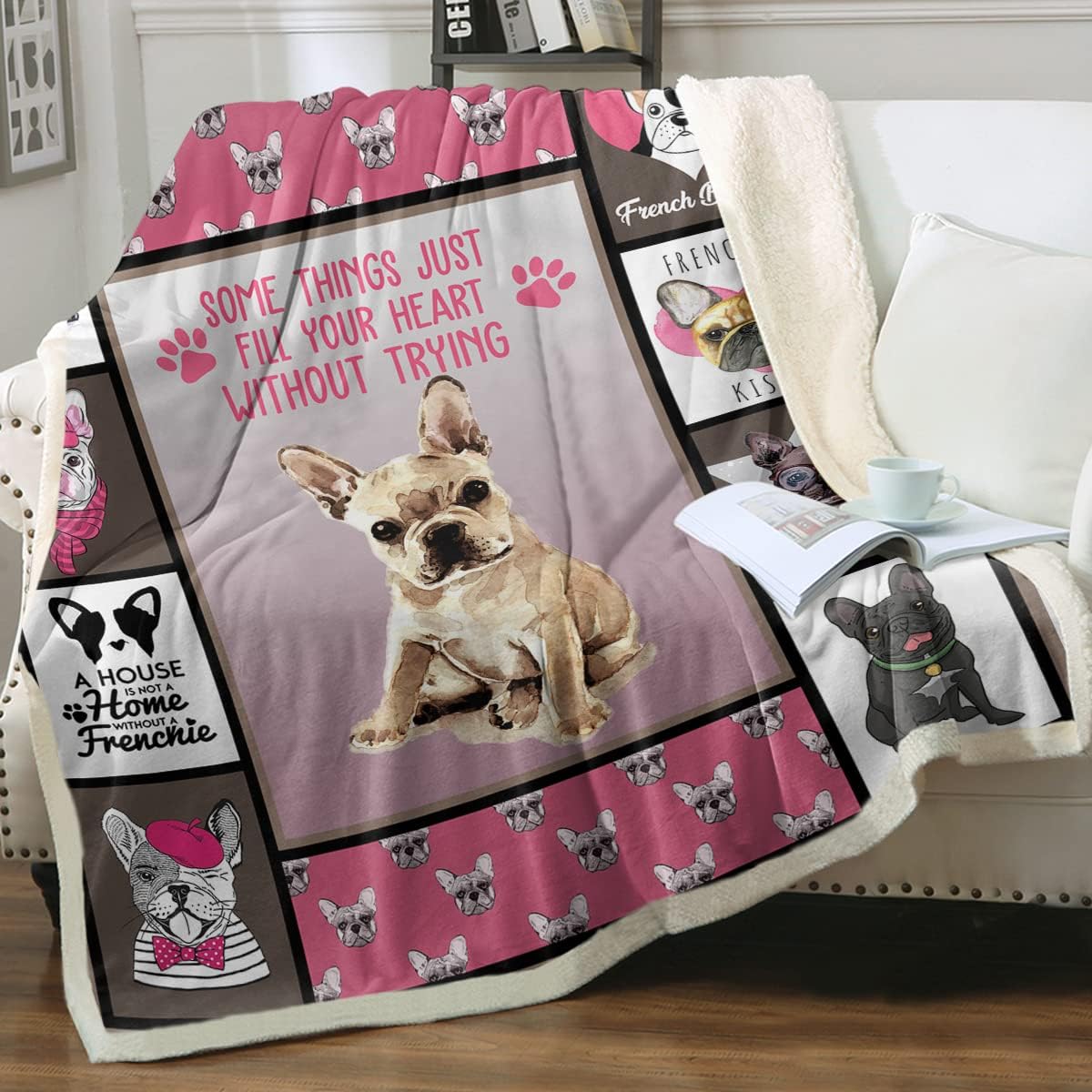 Sleepwish French Bulldog Throw Blanket Cute Kawaii Dog