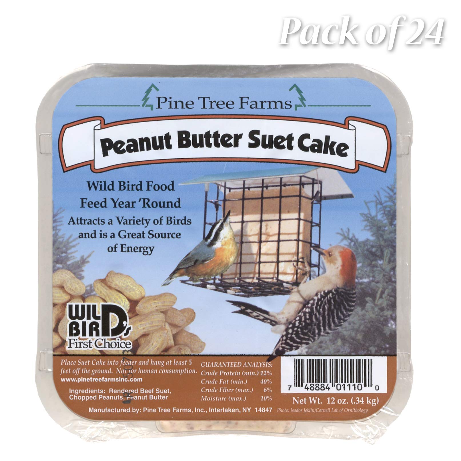 Set of 24 Pine Tree Farms Peanut Butter Suet Cakes, 12 oz. Each