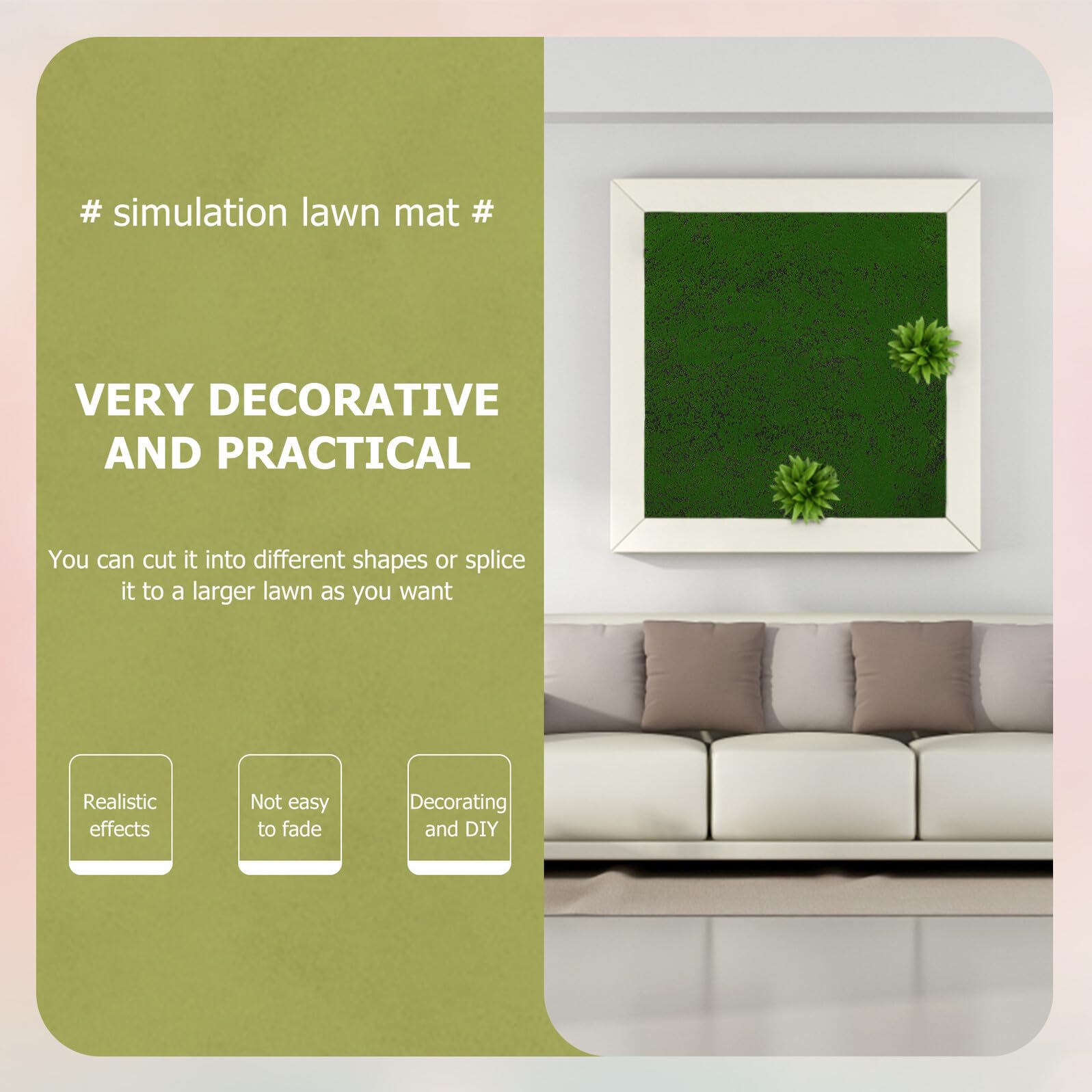SHINEOFI Muschio Artificiale Finto per Decorazioni Interne ed Esterne, Piante Finte da Appartamento Resistenti e Facili da Installare, Verde Decorativo per Soggiorno, Giardino e Matrimoni