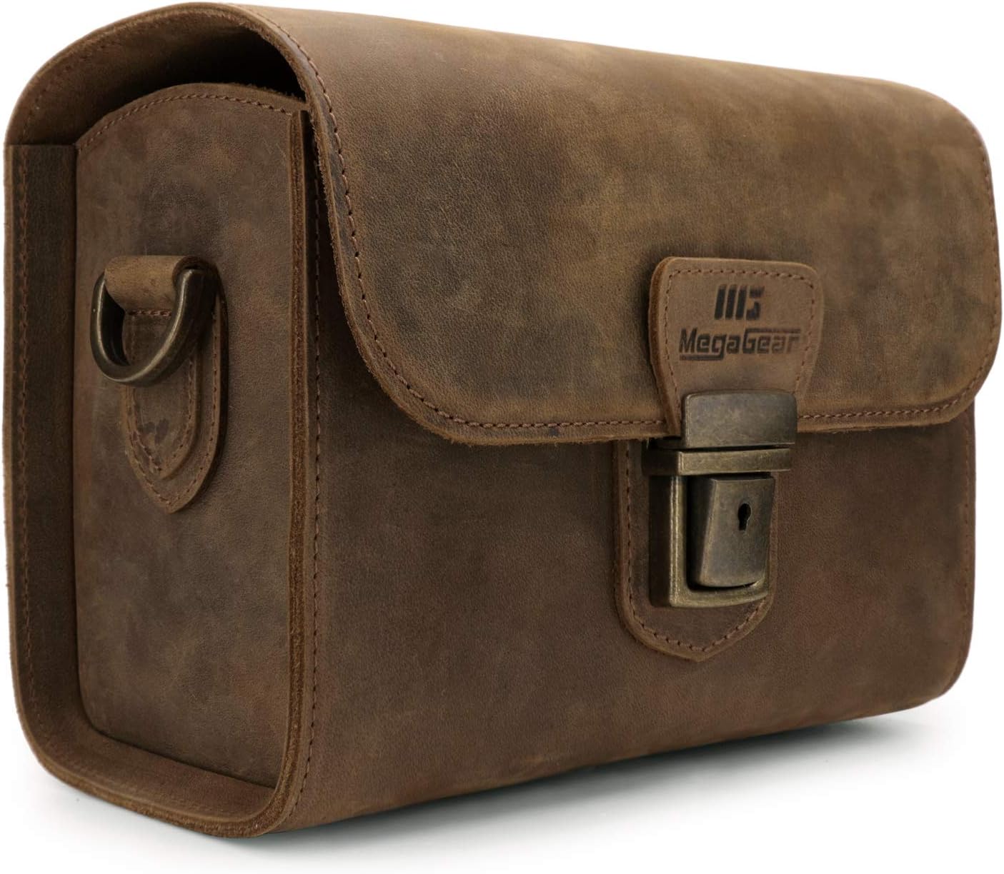 MegaGear Pebble Genuine Leather Camera Messenger Bag for Mirrorless, Instant and DSLR Cameras