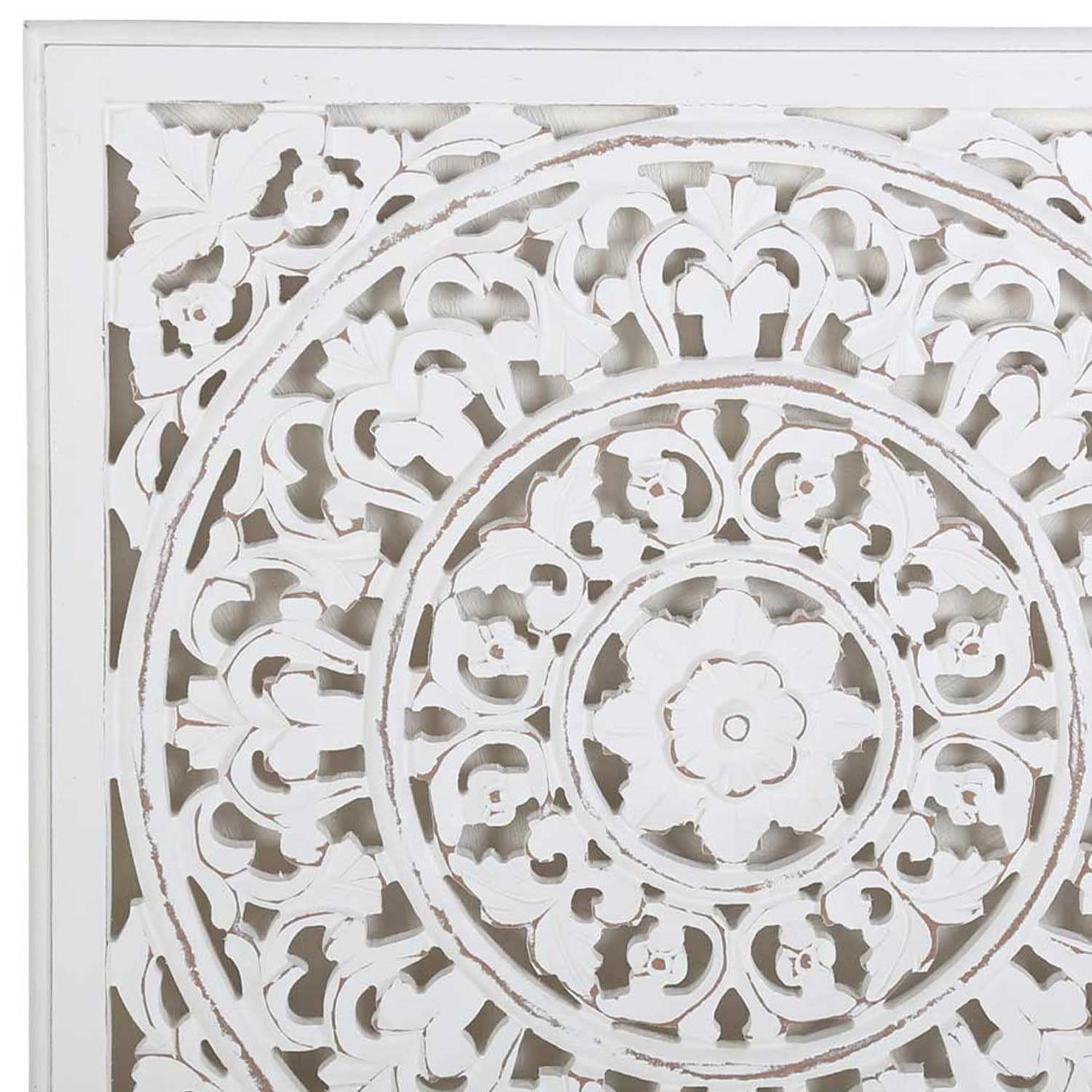 Casa Moro Mandala Wanddeko Nasha 55x55 cm Shabby Chic Weiß handgeschnitzte Wand-Dekoration Weihnachten Wandbild Ornament Fensterdeko MD1090