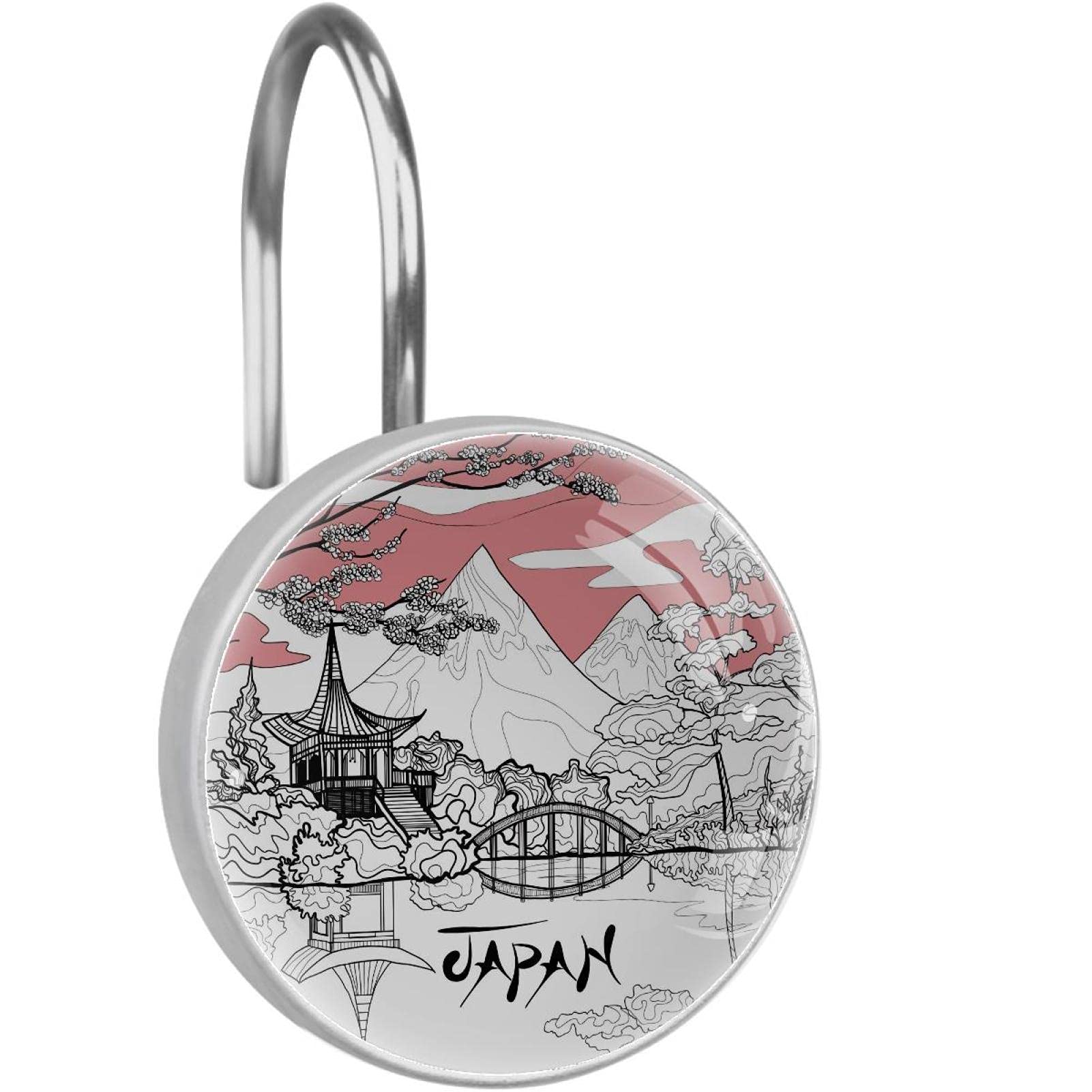 Crochets de rideau de douche inox de style japonais chic pour embellir la salle de bain