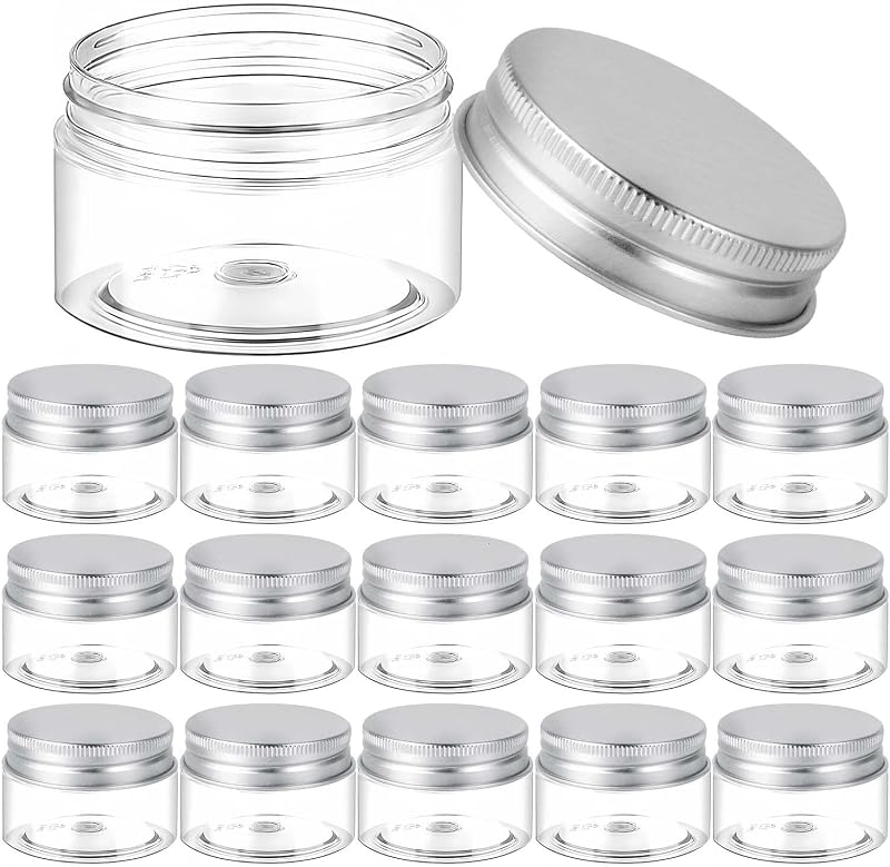 SenseYo Frascos Plásticos Recarregáveis com Tampas de Alumínio, 30 mL, Prateados, Pacote com 15