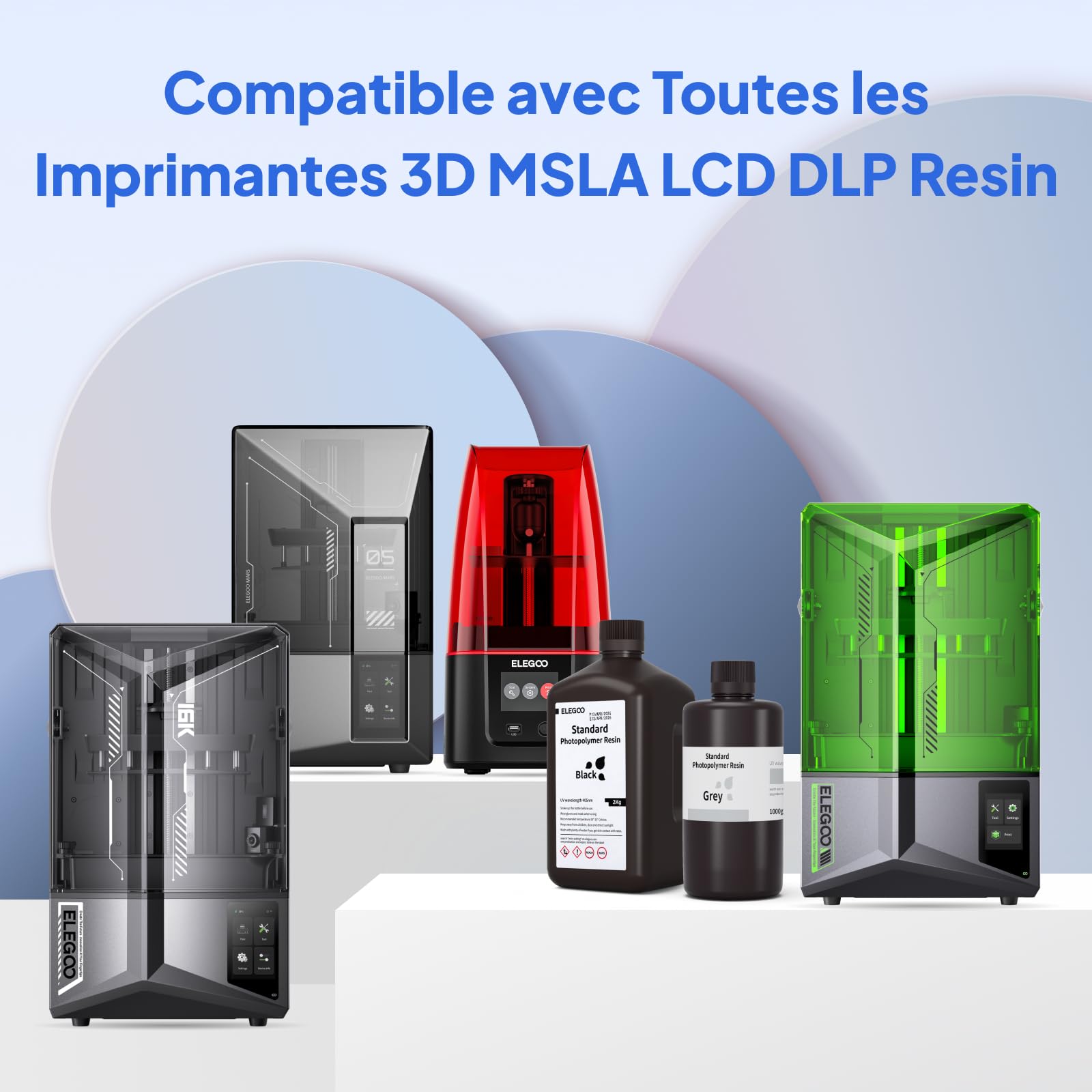 ELEGOO Améliorée Resine Standard 2.0 1000g Gris, Résine à Base de Plante pour Imprimante 3D 405nm Durcissement UV Rapid Resin pour LCD Impression 3d Printer