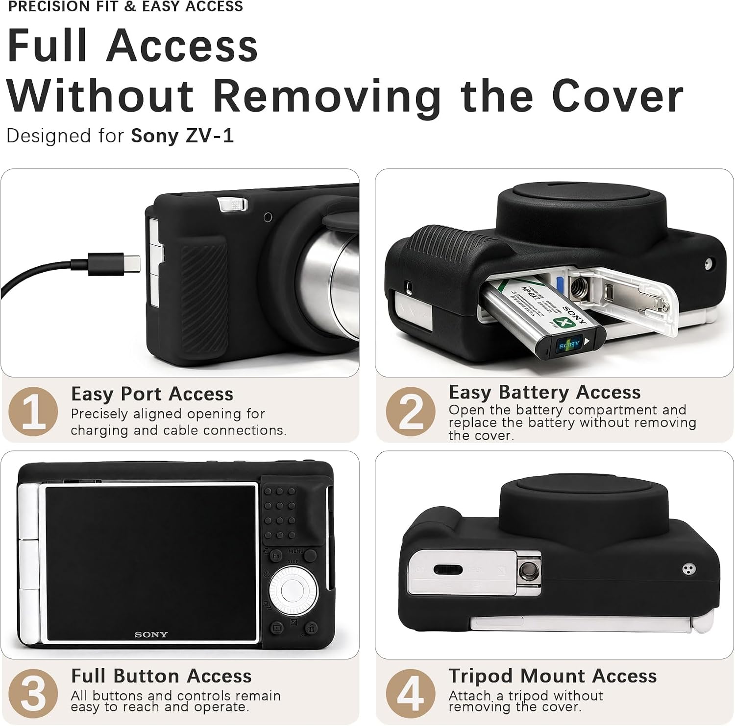 6-in-1 Camera Case Kit for Sony ZV-1 Vlogging Camera, Black image 3