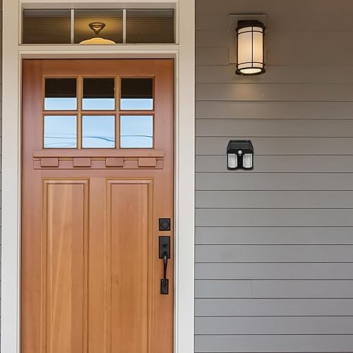 Miniatura 7 de 2 luces solares para terraza, luces solares para exteriores, para patio, valla, pasarela, jardín, decorativas, lámparas de pared alimentadas por