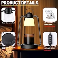 Vista 7 de MAOYUE Lámpara calentadora de velas con temporizador y regulador para velas en frascos, calentador eléctrico de cera derretida, lámpara