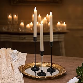 Batoslee Black Candlestick Holders Set of 3 Pcs, Taper Candle Sticks Stand | Tall Candle Decor, Centerpiece Dining Table Wedding Festive Fireplace Mantle Vintage Room Decorations, Housewarming Gift