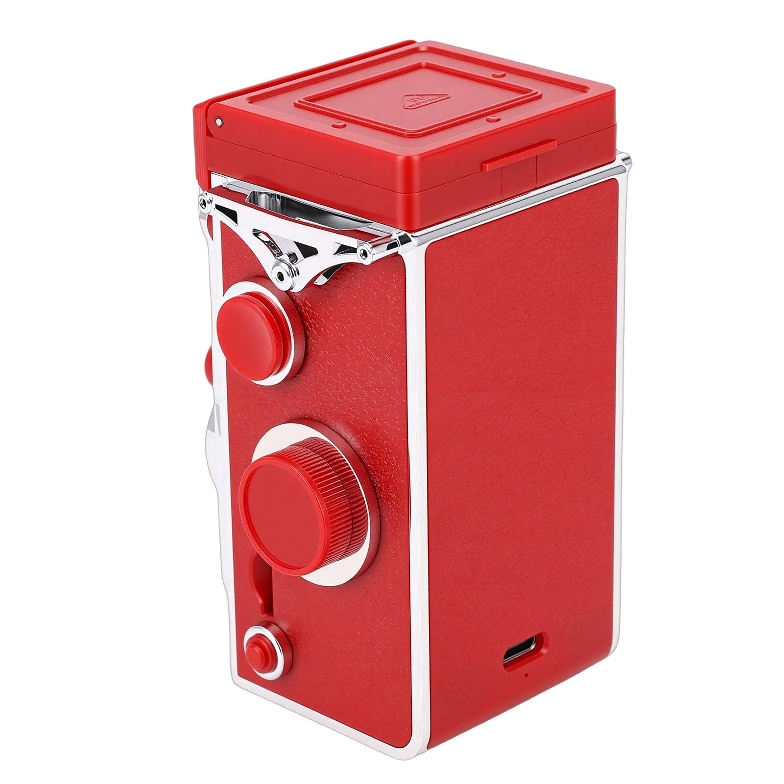 Topiky Cámara Digital Vintage, Cámara Estilo Retro TLR 24M 2.7K Enfoque Automático, Portátil para Grabación Diaria de Viajes (Rojo)