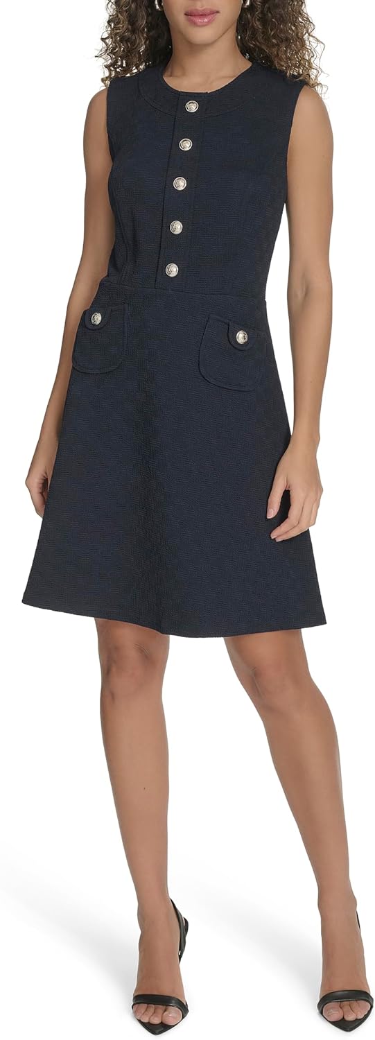 Tommy Hilfiger Women's Pocketed Sleeveless Fit and Flare Dress
