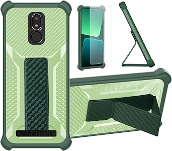 Aroepurt Case for BRONDI Amico Smartphone S+ Plus Phone Case Stand Cover [with Tempered Glass Screen Protector] Hybrid Case [Folding Support Magnetic] [Frosted Anti-Fingerprint] Green