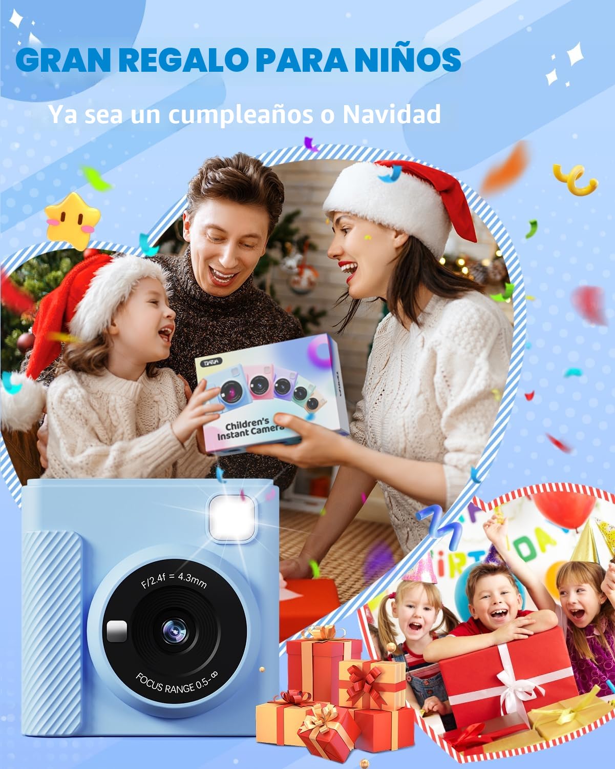 TIATUA - Cámara de impresión instantánea para niños, regalos de cumpleaños de Navidad para niñas y niños, cámara digital de video HD 1080P para niños con papel de impresión y tarjeta de 32G, juguete