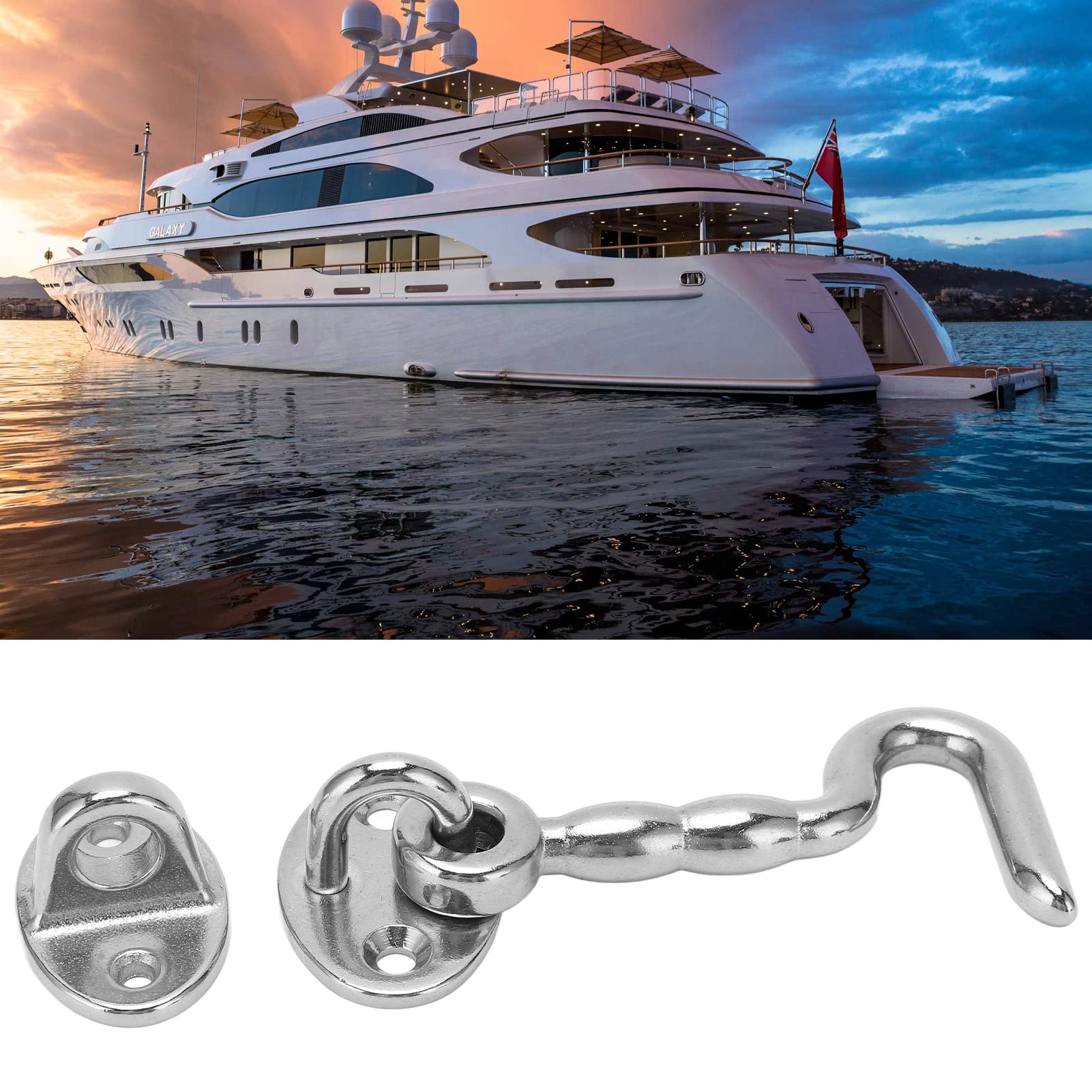 Latch Hook Privacy Hook with Eye Latch Heavy Duty Stainless Steel for Boat Ship Yacht Cabin Window Marine Accessories