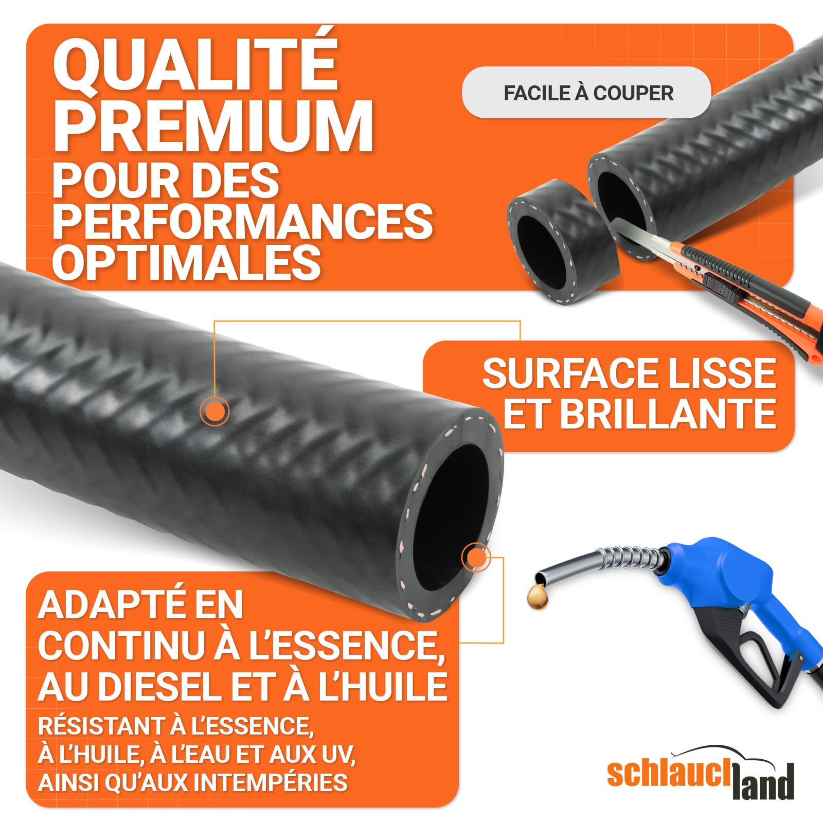 3m TUYAU ESSENCE DIESEL CARBURANT NBR Ø 22x30mm DURITE renfort intérieur