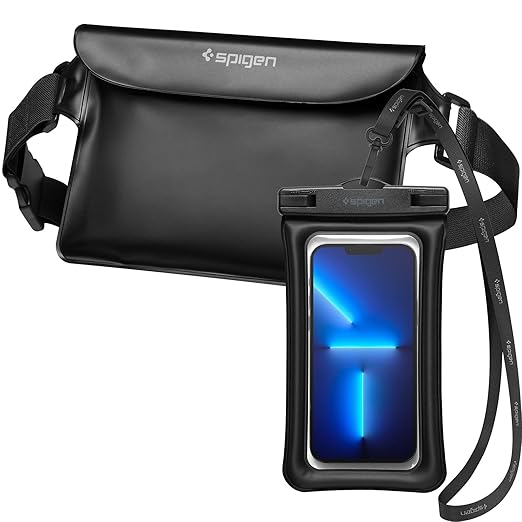 Spigen Polyvinyl Chloride Aqua Shield IPX8 Waterproof Pouch Bag and 8.7 inches Mobile Phone Pouch Case Compatible For iPhone Samsung Galaxy OnePlus Xiaomi Google and up to 8.7 inches – Black at Rs. 909