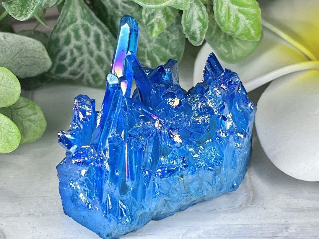 Amazon.co.jp: 七色の夢 アクア オーラ水晶 クリスタル クラスター