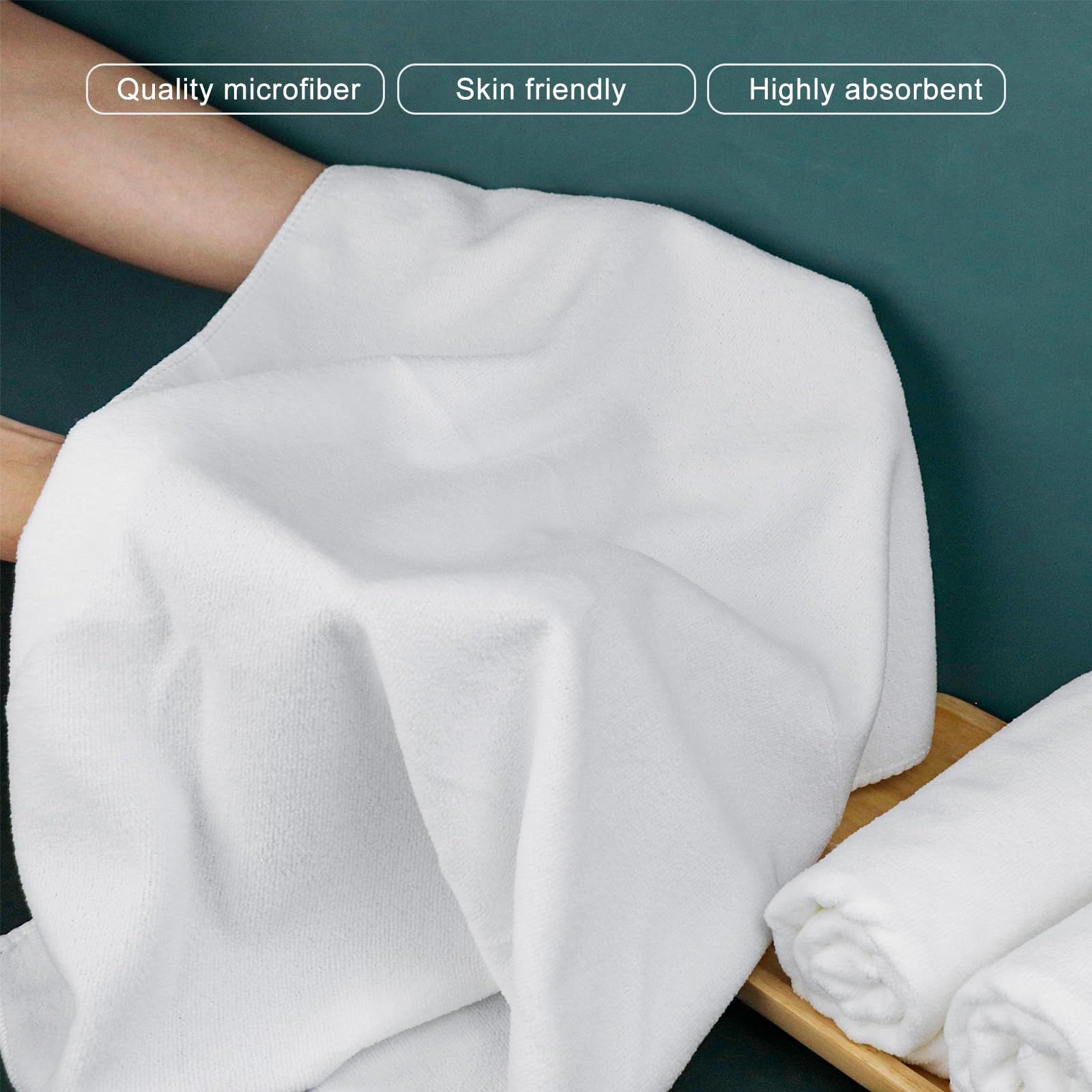 50 toallas de salón a granel de 16 x 28 pulgadas, toallas de microfibra envueltas individualmente, absorbentes, de secado rápido, toallas faciales para el cabello, para personas sin hogar,