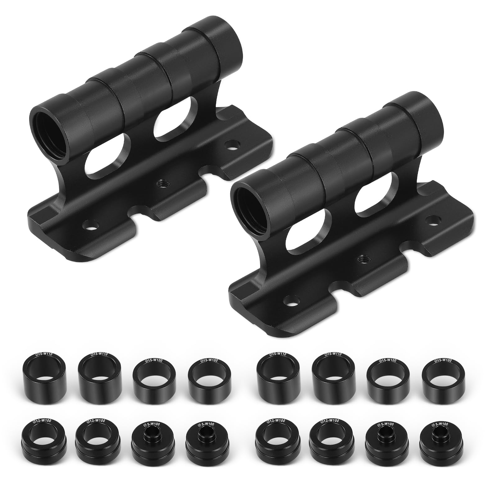 Bike Fork Mount, Set of 2 Bicycle Fork Mount Truck Block, Car Roof Rack Carrier, Quick Release Thru Axle Fitments, 8 Removable Fittings M5x100mm, M12x100mm, M15x100mm, M15x110mm