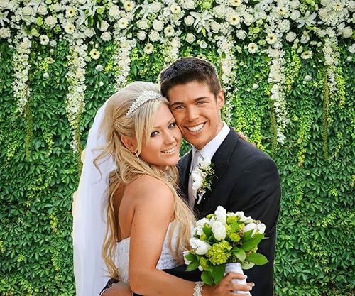 Miniatura 6 de Caaerttply Telón de fondo de hojas verdes verdes para fotografía, telón de fondo de pared de hierba de primavera, 10 x 8 pies, césped verde, flores