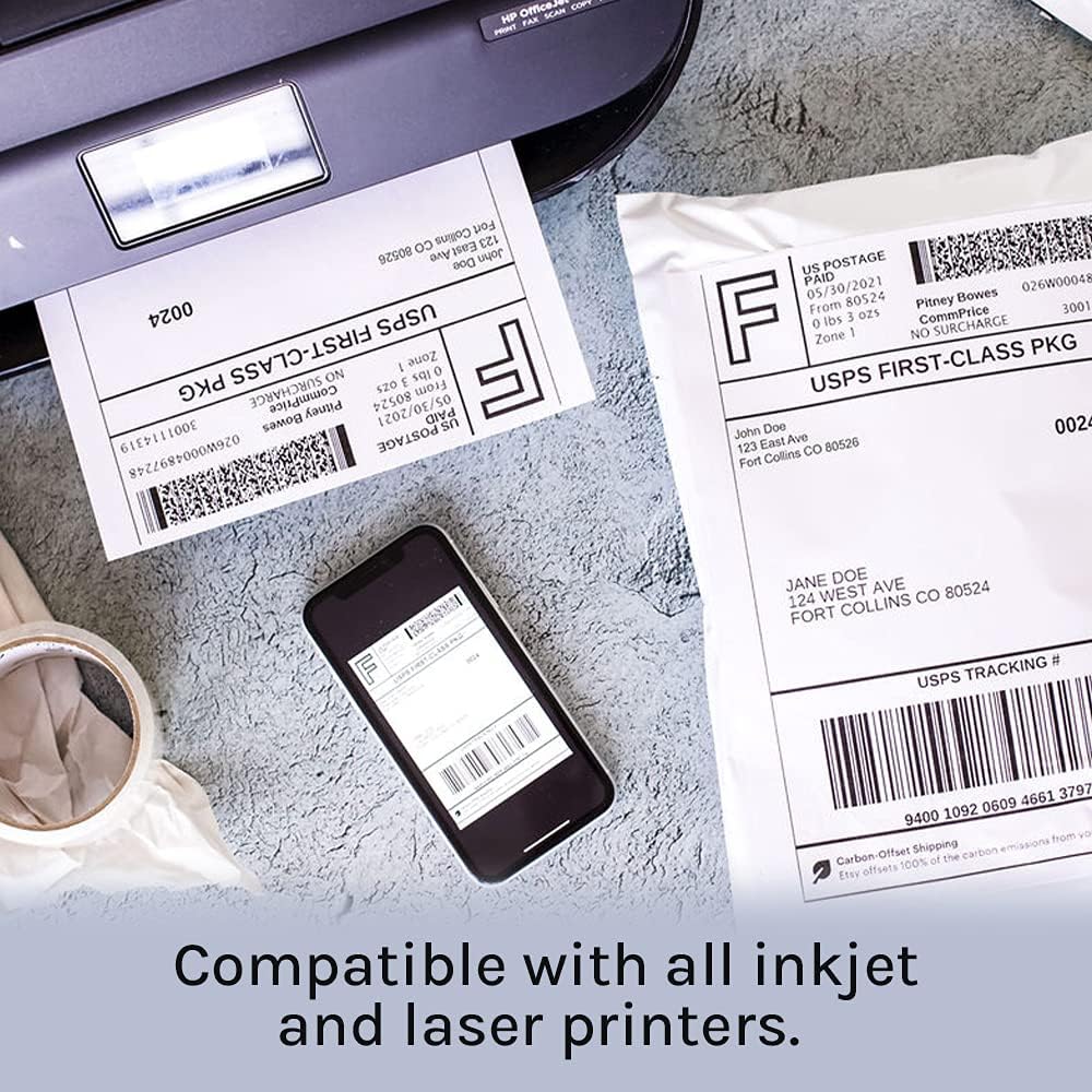 Premium Label Supply White Sticker Full Sheet Shipping Labels – 8.5" x 11" – Laser/Inkjet Compatible – (1 per Sheet), 25 Sheets - Letter Size - Image 3