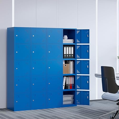 Miniatura 5 de Yizosh Armario de metal con 5 puertas, armarios altos de acero para empleados, armarios de almacenamiento de casilleros de 71 pulgadas para escuela,