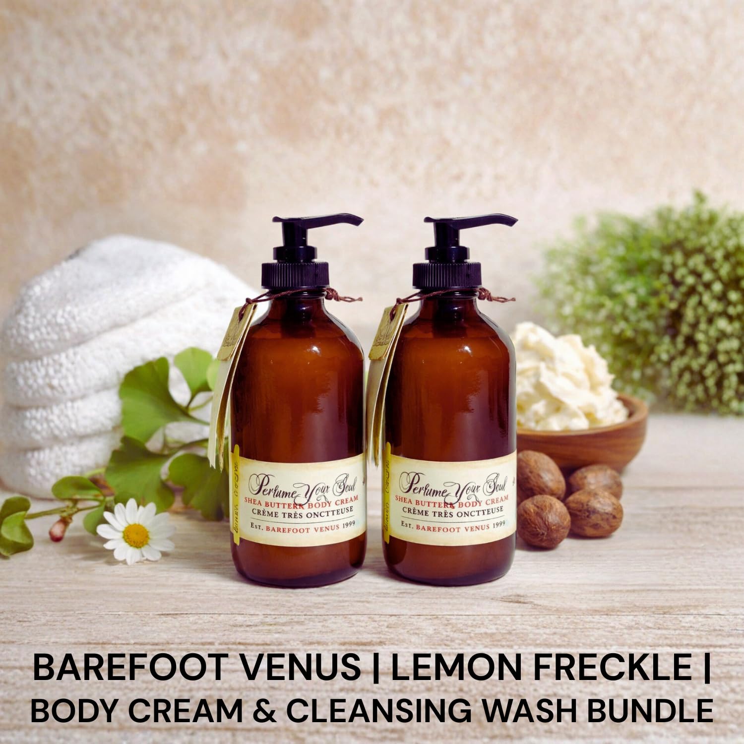 Barefoot Venus Creamy Cleansing Wash and Body Cream Bundle (Lemon Freckl)