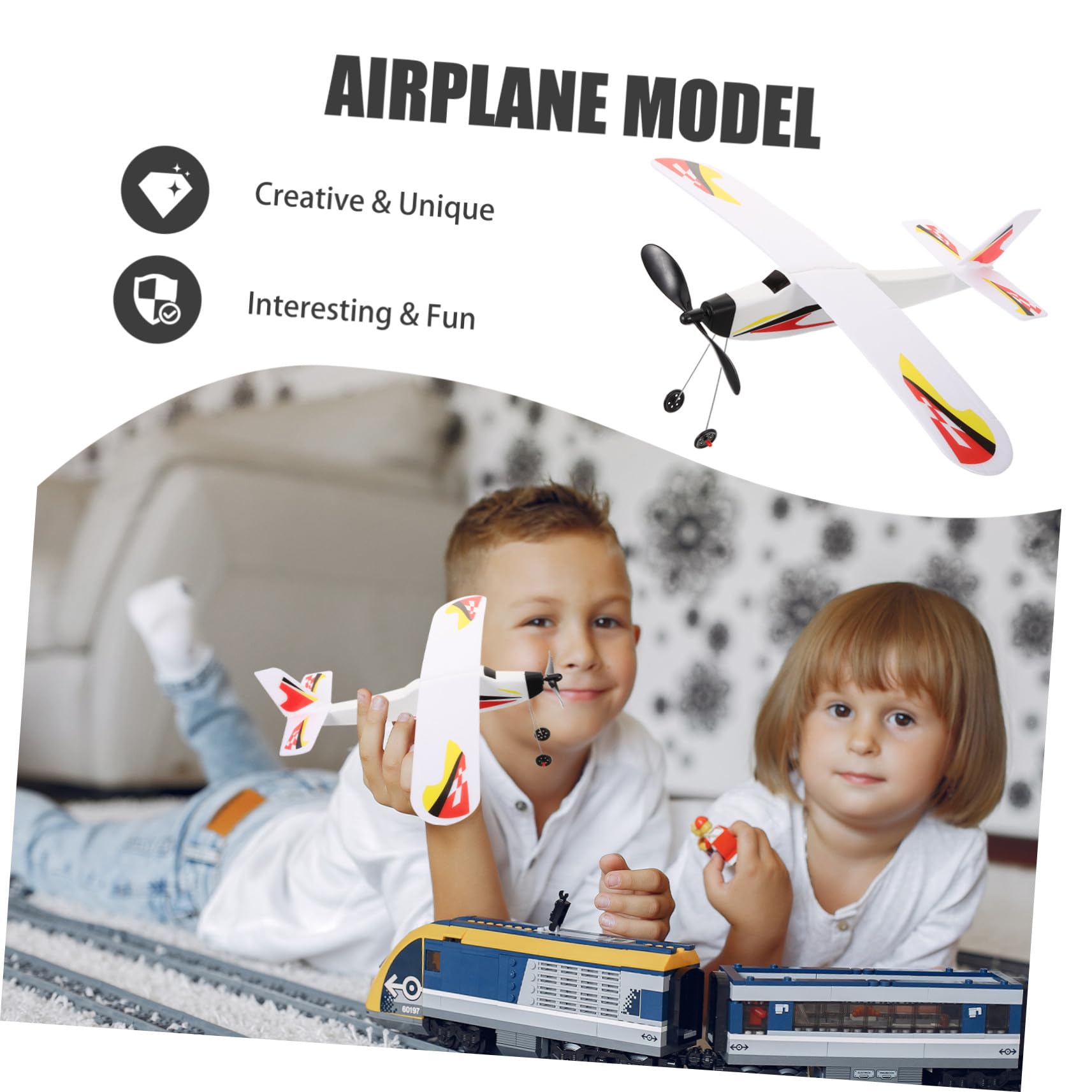Avion à Élastique en Écume pour Garçon et Filles, Jouet Volant DIY, Améliore la Coordination Œil-Main, pour Jeux en Extérieur et Fêtes d'anniversaire Style Aléatoire