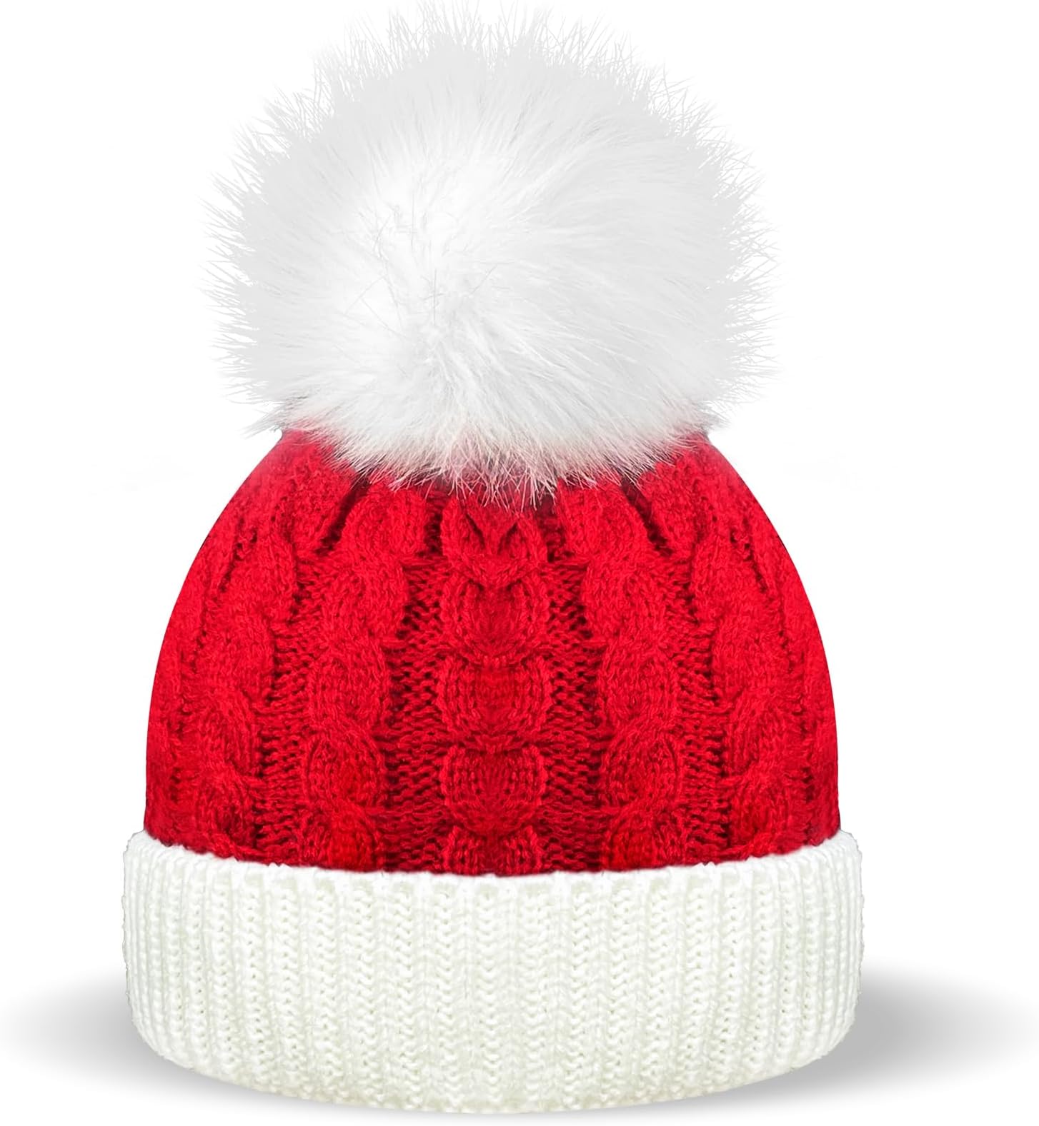 Christmas Santa Knitted Hat for Baby, Xmas Newborn Santa Hat for Kids, 0 to 3 Years Old Red
