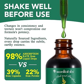 Mullein Drops for Lungs, Natural Mullein Leaf Extract, Mullein and Chlorophyll Drops for Lungs, Breathing Support Supplement (2 Fl Oz/1Pack)