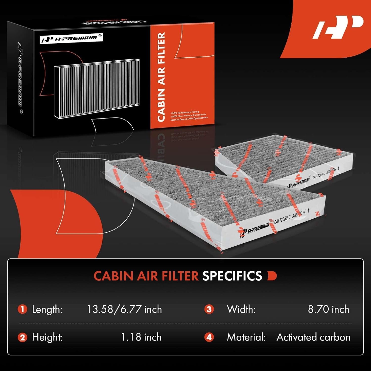 A-Premium 2-PC Cabin Air Filter with Activated Carbon Compatible with Volkswagen Phaeton 2004-2006 & Bentley Continental 2010, Replace# 3D0819644