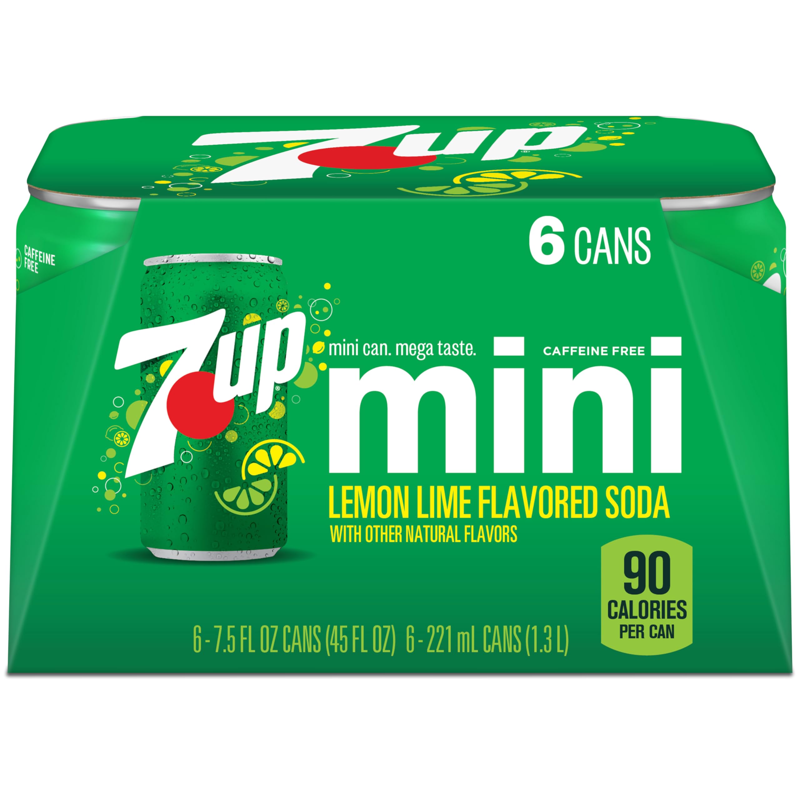 7UP Lemon Lime Soda, 7.5 Fl Oz Cans, 6 Pack