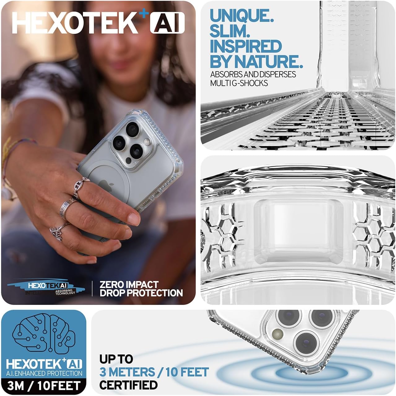ITSKINS Hybrid R // Clear Magnetic Protective Phone Case for iPhone 16 Pro, Compatible with MagSafe, Slim Hybrid Case, Anti-Yellowing, Military Shockproof Cover - Transparent
