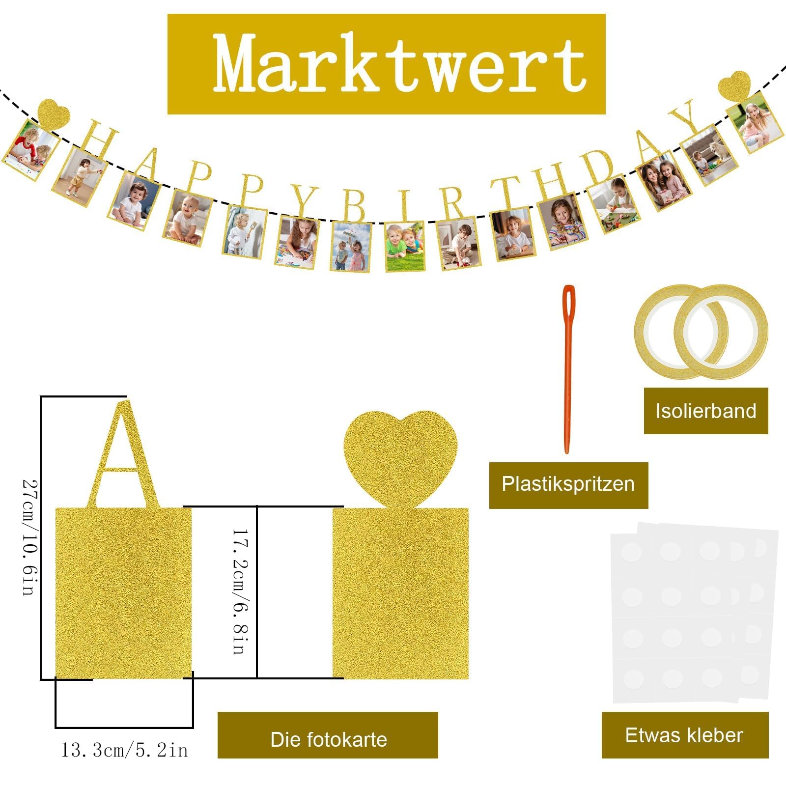 NISENTIA Happy Birthday girlanda ze zdjęciami, girlanda urodzinowa, baner milowy dla dziecka, wisząca dekoracja ścienna na imprezę, dla dziewczynki/chłopców