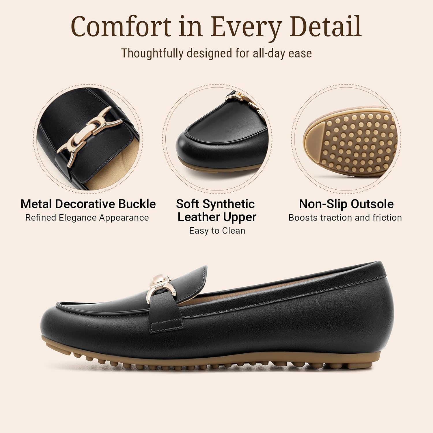 FITORY Loafers for Womens Dress Shoes Slip on Flats Work Business Casual