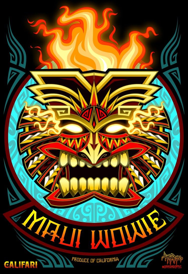 Califari Maui Wowie Full Color Strain Art Poster - Weed Decor Posters for a Home Dorm Store Dispensary or Smoke Shop - 13" x 19" Lithograph Print