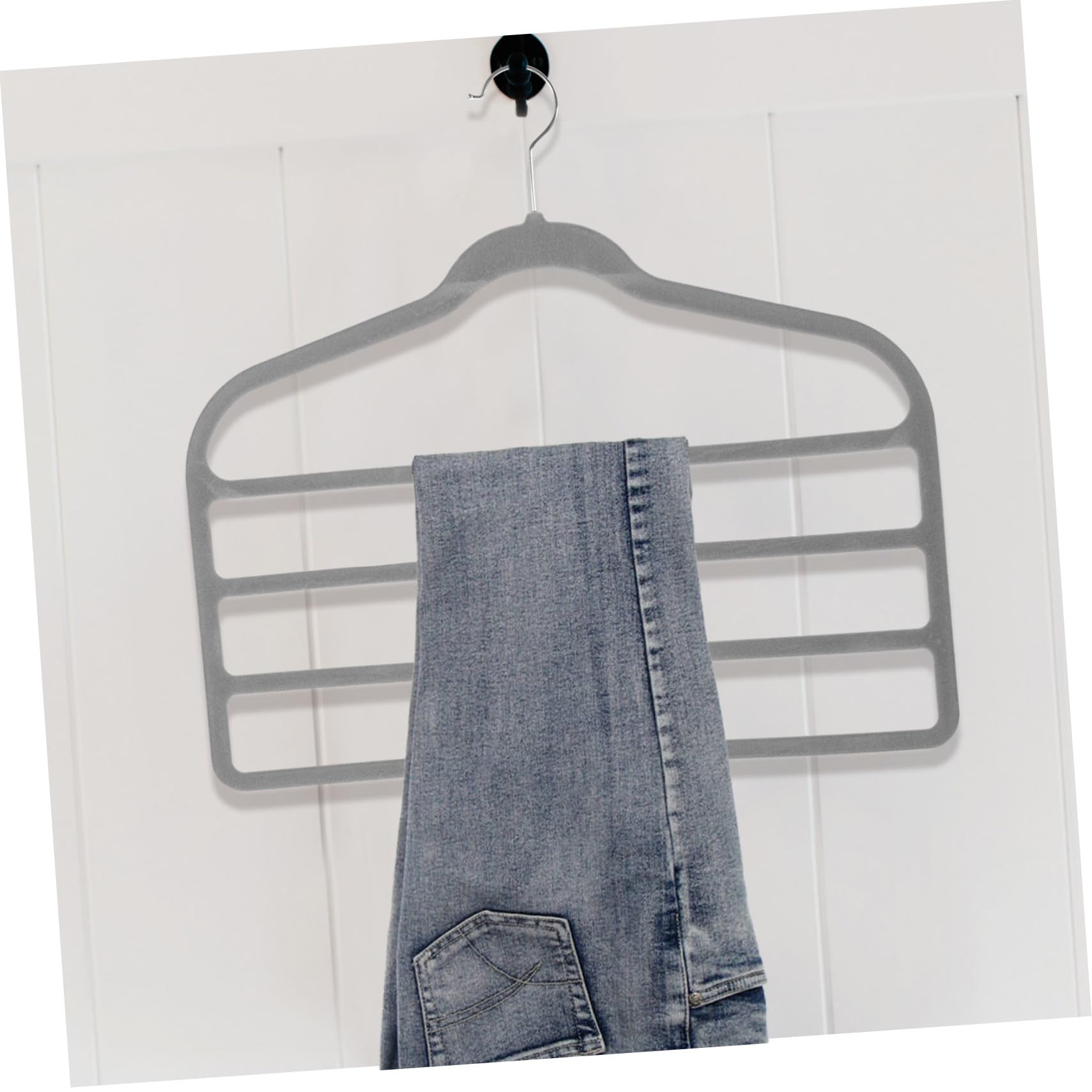 10 Perchas para Pantalones Recubrimiento de Vellón Antideslizante, Ahorro de Espacio y Diseño Multicapa para Organización Hogar